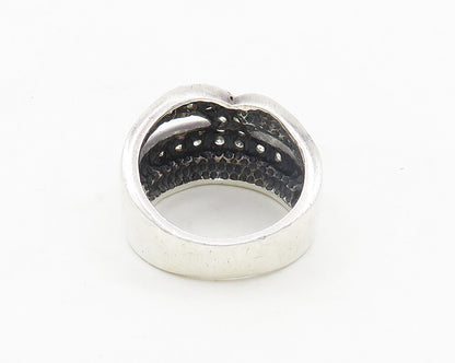 PE 925 Silver & 18K GOLD  Vintage Shiny Topaz Two Tone Band Ring Sz 8  RG19195