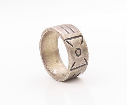 925 Sterling Silver Vintage Ring MEXICO Antique Etched Bow  Sz 7.5  RG33343
