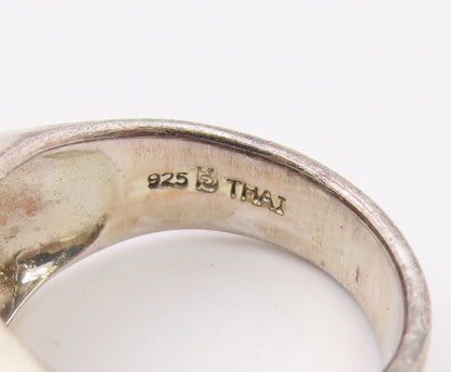 925 Sterling Silver Vintage Ring Turquoise Wide Openwork Band  Sz 6.5  RG36506
