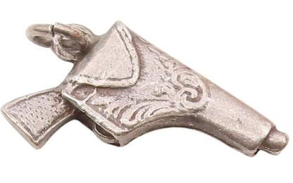 SOUTHWESTERN 925 Sterling Silver Vintage Etched Holster With Gun Pendant PT21327