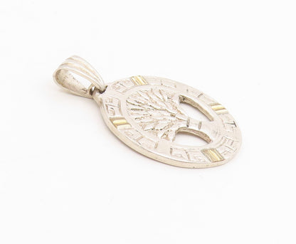 925 Sterling Silver Vintage Pendant Two Tone Intricate Tree of Life  PT25708