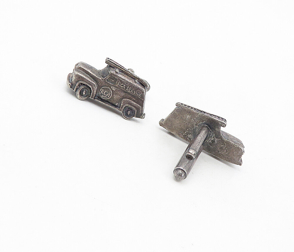 925 Sterling Silver  Vintage Antique RCA Service Car Motif Cuff Links  TR1303