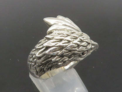 925 Sterling Silver  Vintage Shiny Eagle Head Bypass Band Ring Sz 8  RG23823