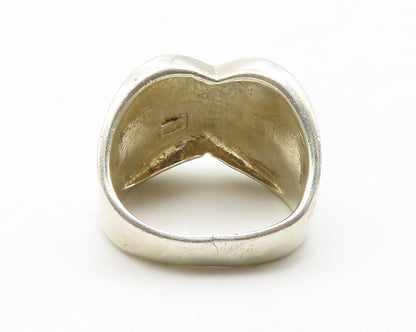925 Sterling Silver  Vintage Shiny Fluted Crossover Band Ring Sz 8  RG13712