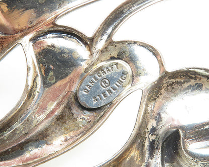 DANECRAFT 925 Silver  Vintage Shiny Floral Swirl Oval Brooch Pin  BP7771