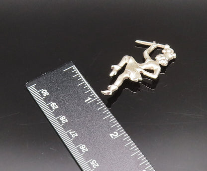 925 Sterling Silver  Vintage Carved Dutch Dancer Motif Brooch Pin  BP10058
