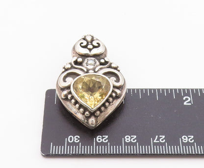 925 Sterling Silver  Vintage Citrine & Petite Pearl Swirl Pendant  PT16826
