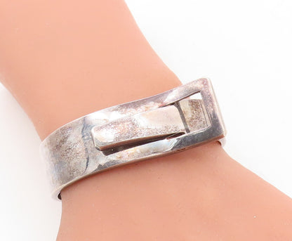 925 Sterling Silver Vintage Dark Tone Belt Buckle Bangle Bracelet BT2573