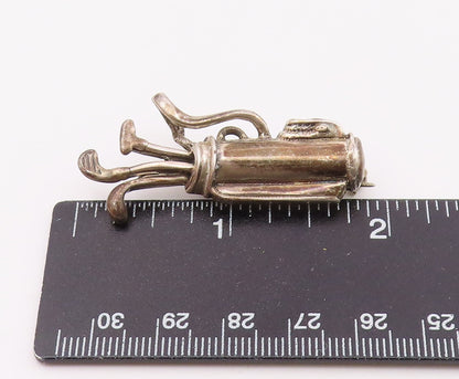 MEXICO 925 Silver  Vintage Bag Of Golf Clubs Sports Motif Brooch Pin  BP8905