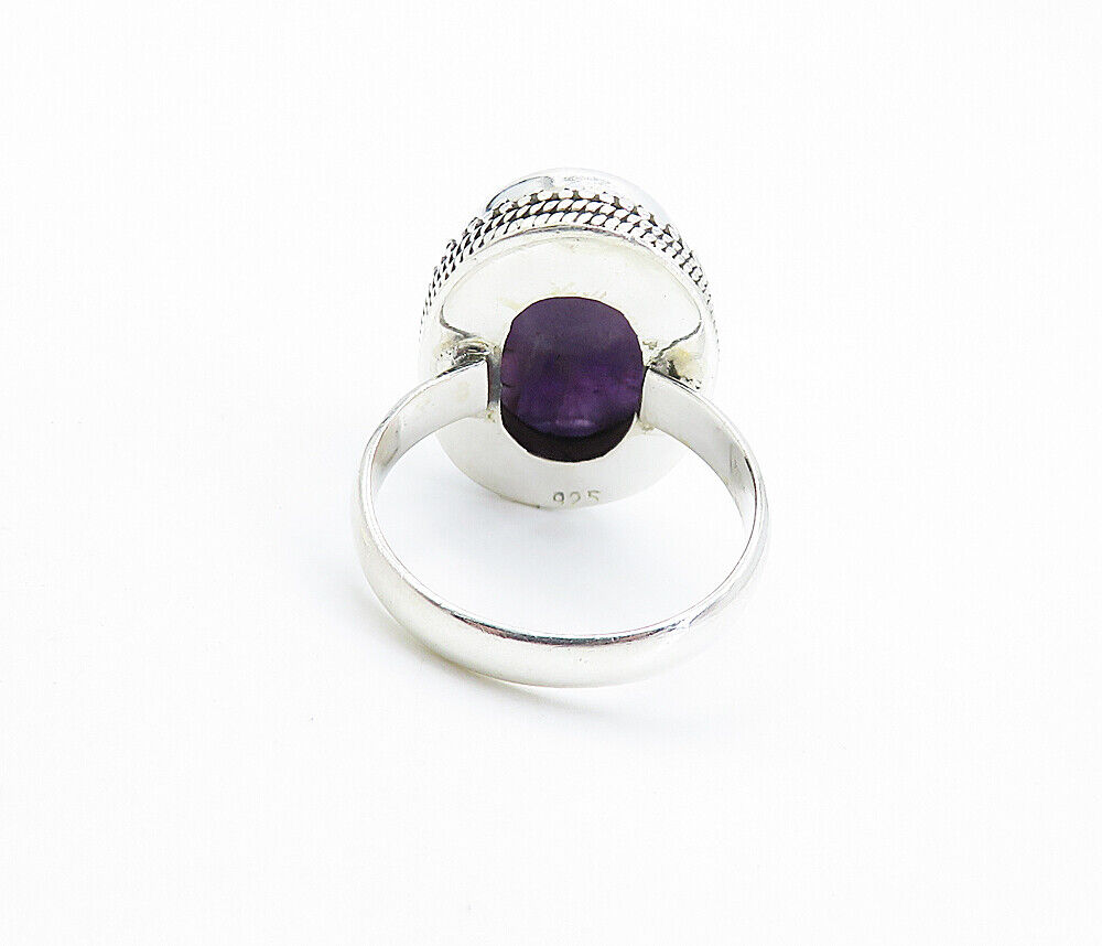 925 Sterling Silver  Cabochon Cut Amethyst Oval Cocktail Ring Sz 9  RG7750