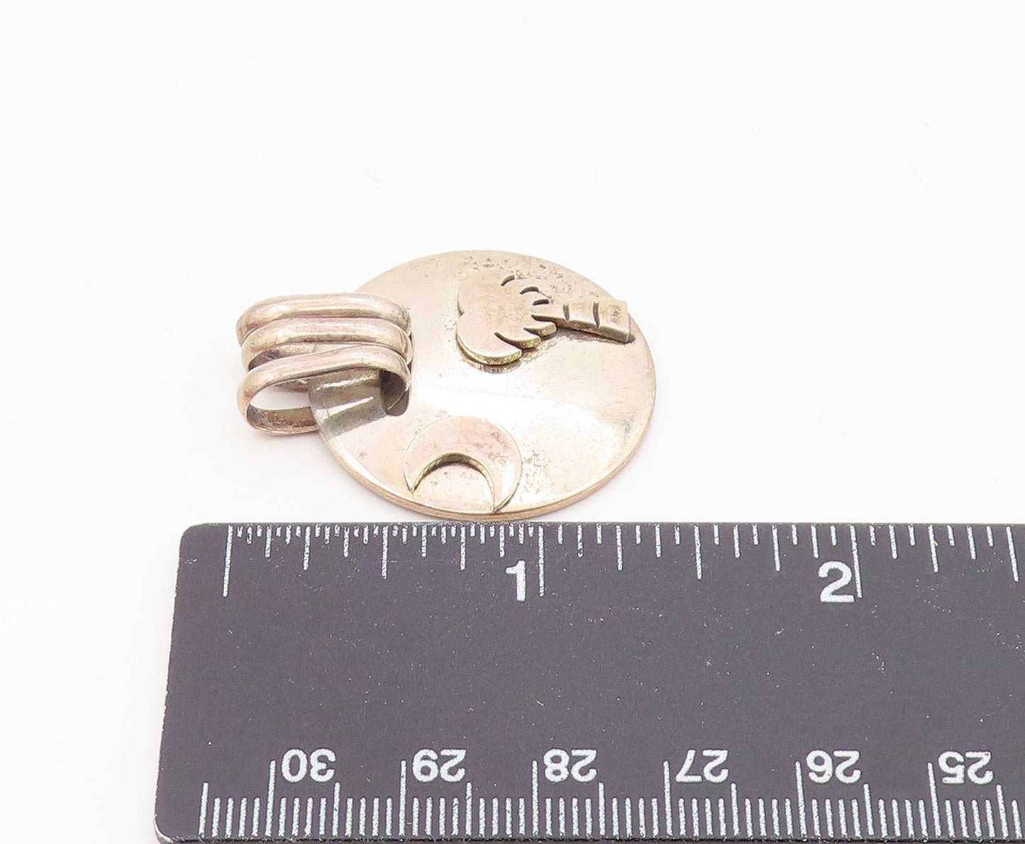 925 Sterling Silver  Vintage Shiny Palm Tree & Crescent Moon Pendant  PT17608