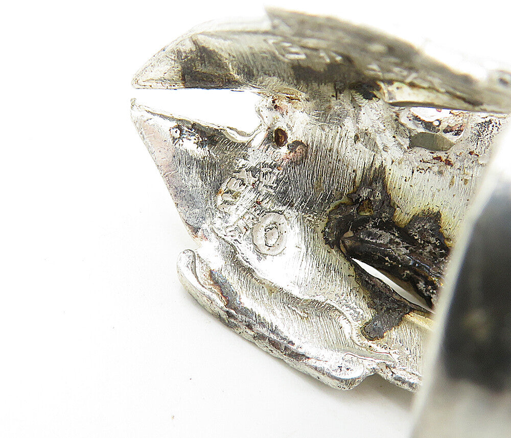925 Sterling Silver  Vintage Sculpted Animal Skull Statement Ring Sz 7  RG6887