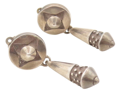 925 Sterling Silver Vintage Earrings LISA JENKS Dark Tone Antique Design EG13332