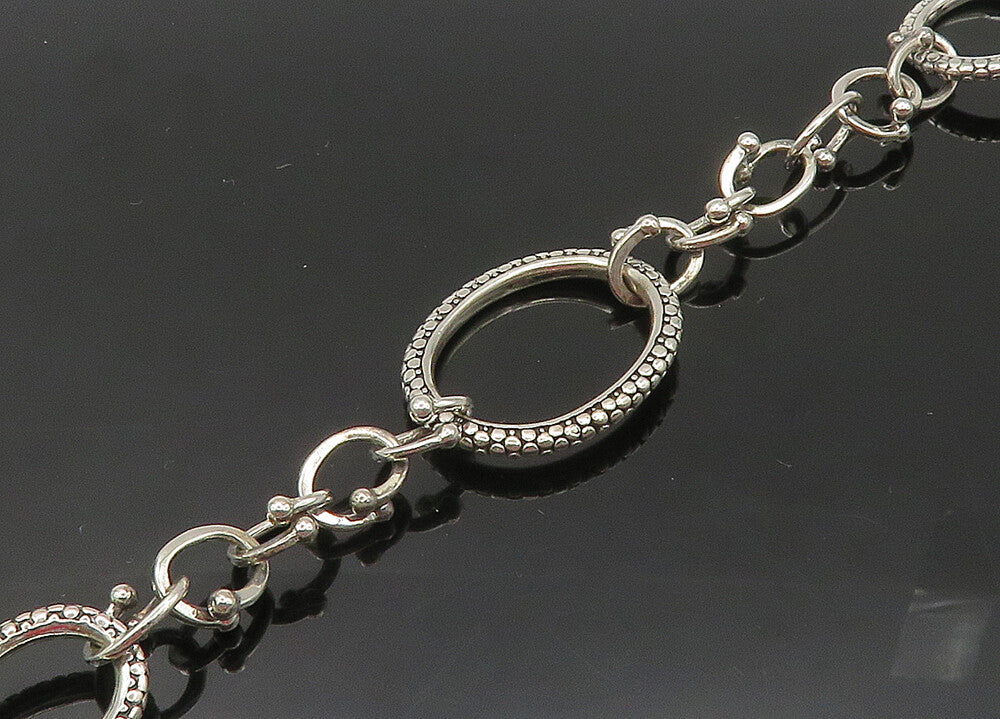 MICHAEL DAWKINS 925 Silver  Vintage Cobble Pattern Oval Chain Necklace  NE3481