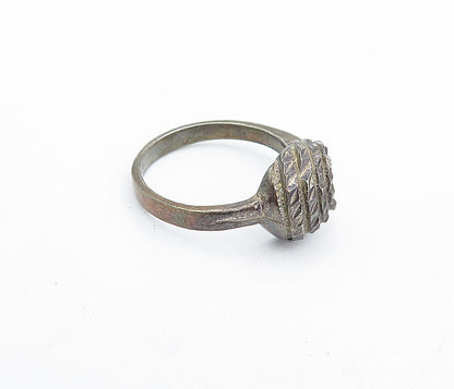 925 Sterling Silver  Vintage Dark Tone Etched Swirl Band Ring Sz 8  RG4703