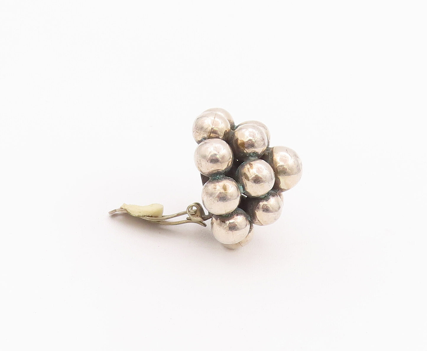 925 Sterling Silver Vintage Earrings MEXICO Heavy Solid Bead Cluster  EG12930