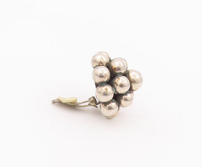 925 Sterling Silver Vintage Earrings MEXICO Heavy Solid Bead Cluster  EG12930