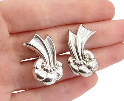 925 Sterling Silver  Vintage Shiny Non Pierce Screw Back Earrings  EG2415