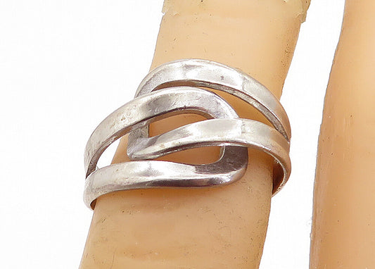BEAU 925 Silver Vintage Interlocking Loop Bypass Style Band Ring Sz 5 RG6809