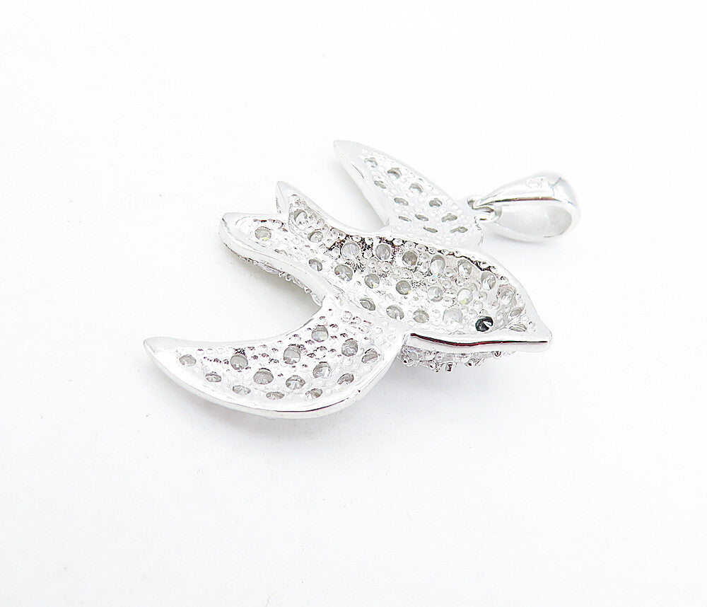 925 Sterling Silver  Sparkling Cubic Zirconia Swimming Fish Pendant  PT5205