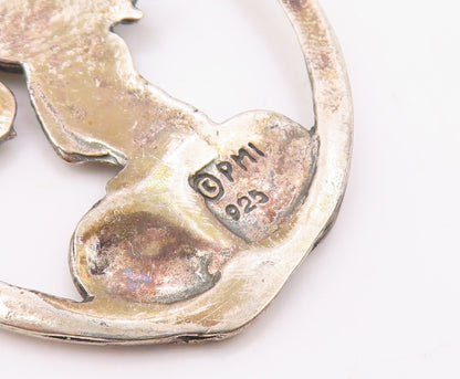 925 Sterling Silver  Vintage Baby Angel Rejoice Etched Drop Pendant  PT6415