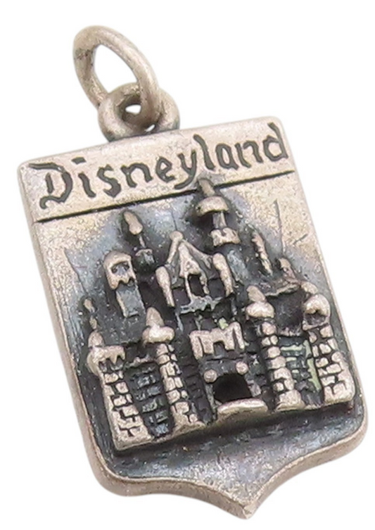 925 Sterling Silver Vintage Pendant Dark Tone Carved Disney Land Charm  PT24927