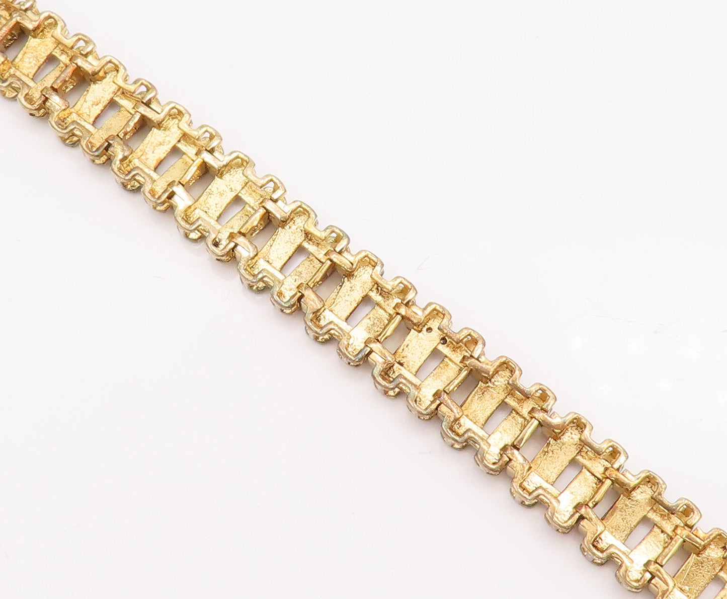 925 Sterling Silver Vintage Bracelet Gold Plated Repeated Pattern Cutout BT10467