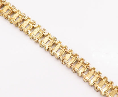 925 Sterling Silver Vintage Bracelet Gold Plated Repeated Pattern Cutout BT10467