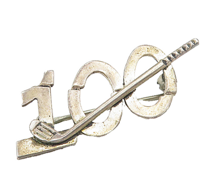 DOSKOW 925 Sterling Silver  Vintage Dark Tone 100 Golf Club Brooch Pin  BP3421