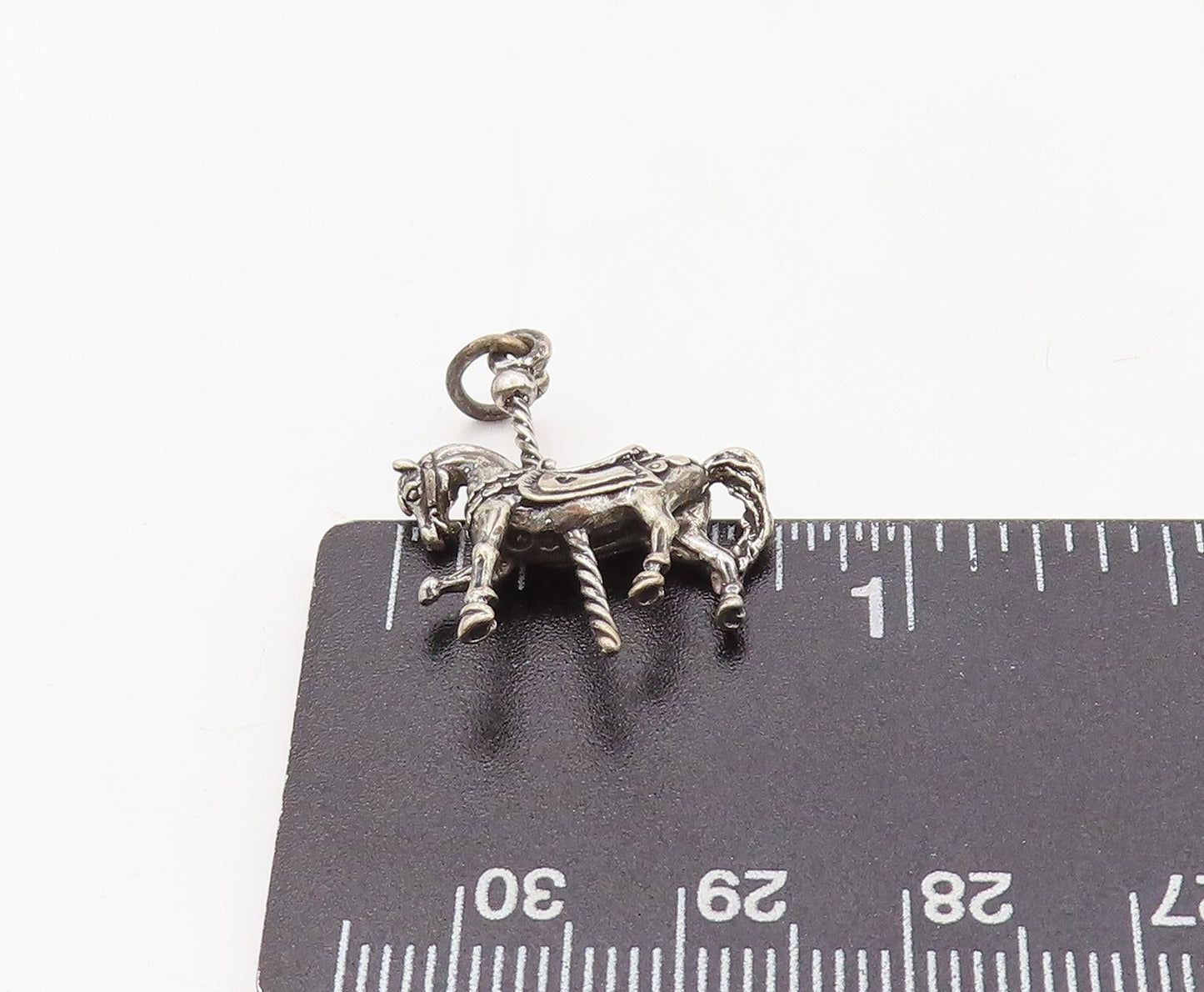 925 Sterling Silver Vintage Pendant Dark Tone Carved Mini Horse Charm  PT23620