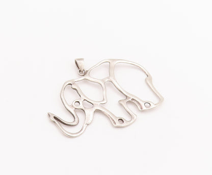 925 Sterling Silver Vintage Pendant Stencil Cutout Happy Elephant  PT23234