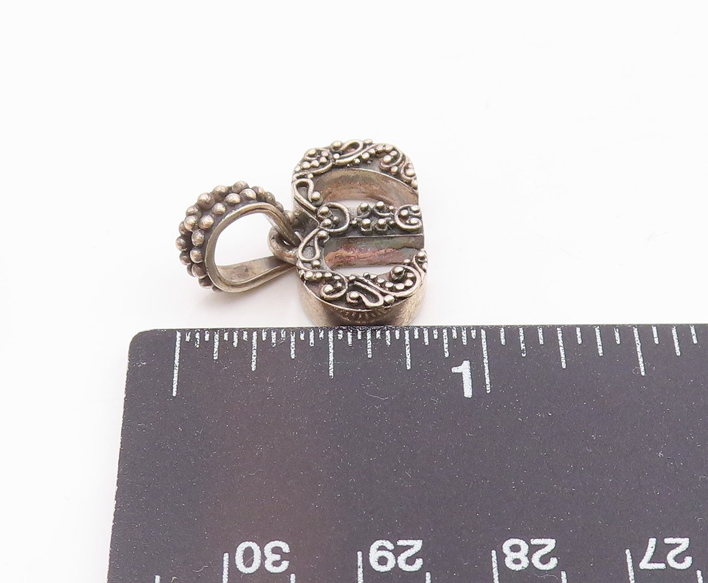 925 Sterling Silver  Vintage Oxidized Swirl Detail Drop Pendant  PT16004