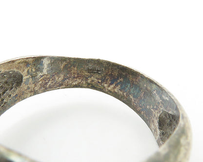 925 Sterling Silver  Vintage Dark Tone Loop Knot Band Ring Sz 8.5  RG19351