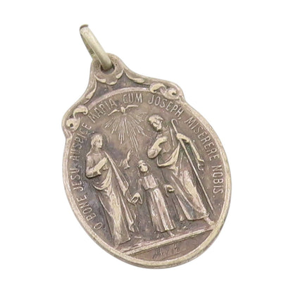 925 Sterling Silver Vintage Pendant Antique Holy Family Religious Medal  PT25074