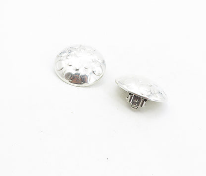 MEXICO 925 Sterling Silver  Vintage Shiny Pattern Dome Drop Earrings  EG4089
