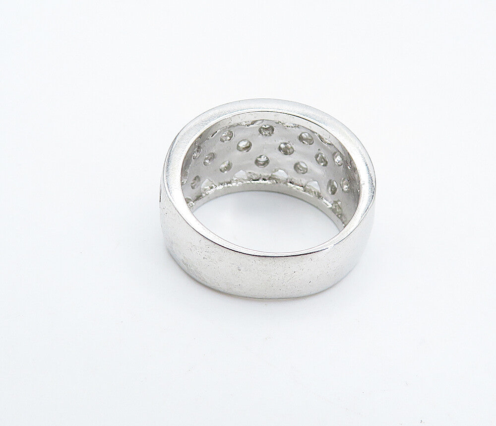 925 Sterling Silver  Petite Topaz Shiny Grid Design Band Ring Sz 5  RG4983