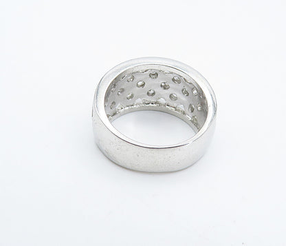 925 Sterling Silver  Petite Topaz Shiny Grid Design Band Ring Sz 5  RG4983