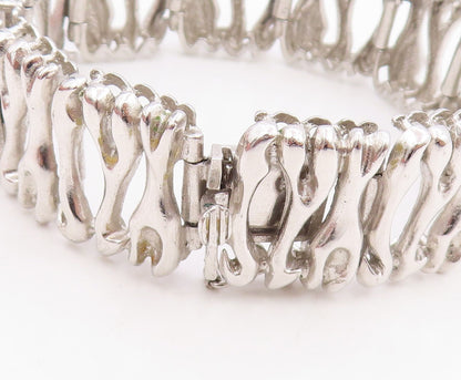 925 Sterling Silver Vintage Bracelet Modernist Sculptural Link Chain  BT11480