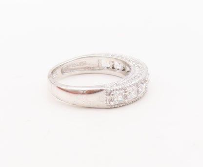 925 Sterling Silver Vintage Ring Designer Multi Shape CZ Inlay  Sz 7  RG29600