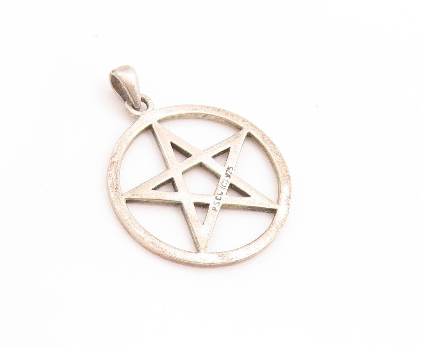 925 Sterling Silver Vintage Pendant PETER STONE Cutout Star Inside Ring  PT23786