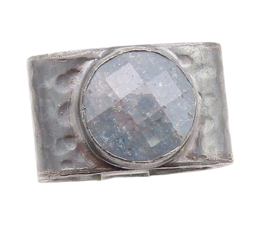 925 Sterling Silver Vintage Ring ROXELANA Dark Tone Round Gemstone Sz 10 RG33023