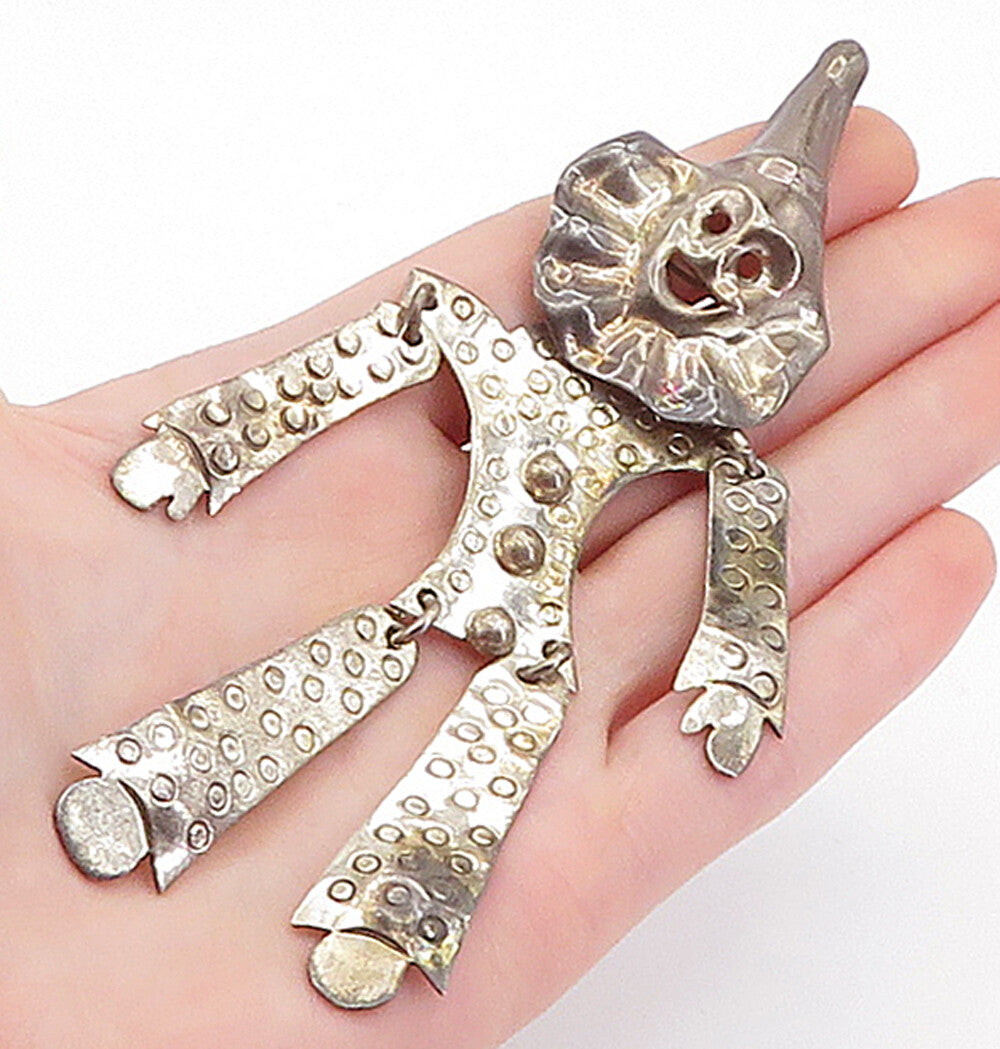 MEXICO 925 Sterling Silver Vintage Dancing Clown Brooch Pin (MOVES) BP2034