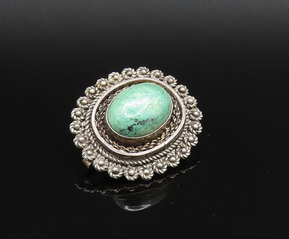 ISRAEL 925 Silver  Vintage Twisted Rope & Beaded Jasper Brooch Pin  BP9882