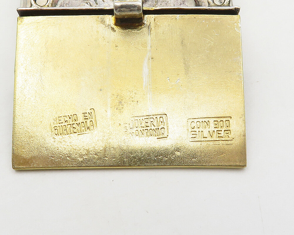 925 Sterling Silver  Vintage Etched Cross Detail Square Necklace Clasp  TR2384