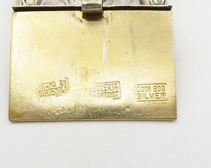 925 Sterling Silver  Vintage Etched Cross Detail Square Necklace Clasp  TR2384