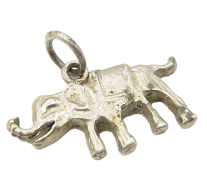 925 Sterling Silver  Vintage Petite Elephant Motif Drop Pendant  PT14424