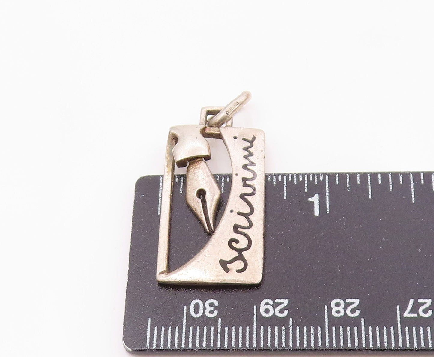 925 Sterling Silver  Vintage Claw Hand Enamel Script Pendant  PT20681