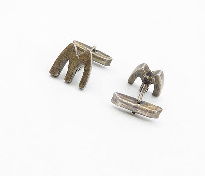 TAXCO 925 Sterling Silver  Vintage Dark Tone W or M Initial Cuff Links  TR1334