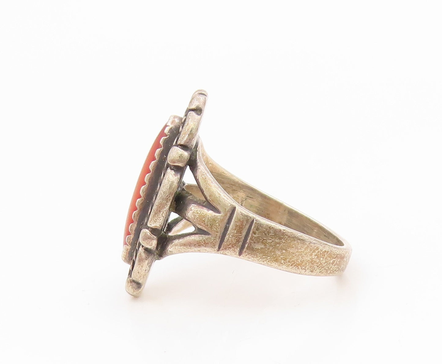 925 Sterling Silver Vintage Ring WHEELER Cat Eye Statement Band  Sz 5  RG34584