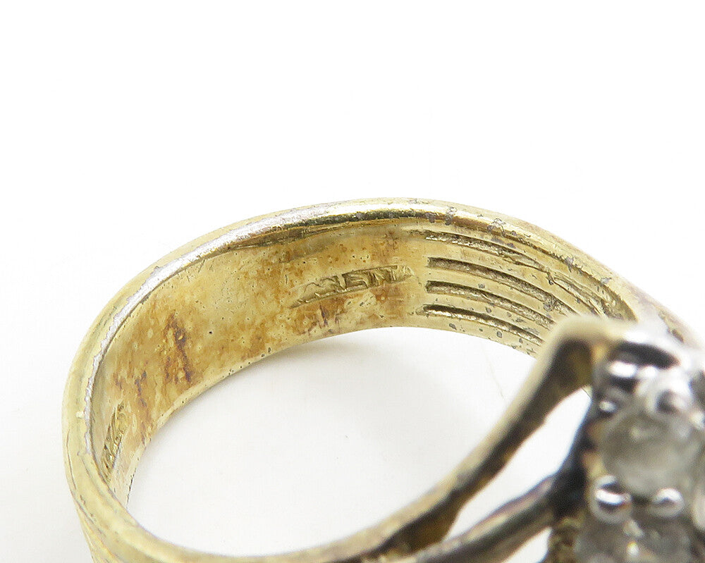 PANETTA 925 Silver  Vintage Topaz Gold Plated Cocktail Ring Sz 7.5  RG19335